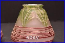 SET 2 Art Nouveau Pallme Konig Loetz Kralik VTG Pulled Feather Glass Lamp Shades