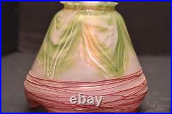 SET 2 Art Nouveau Pallme Konig Loetz Kralik VTG Pulled Feather Glass Lamp Shades