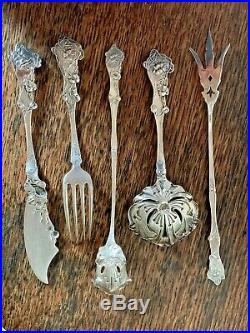 SET 5 Paye Baker POPPY Sterling Silver Figural Floral Spoon Fork Nouveau NO MONO