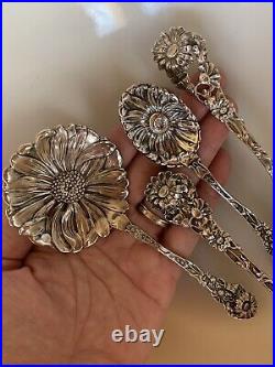 SET Sterling Silver DAISY Figural Floral Bon Nut spoon Fork Paye Baker Nouveau