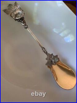 SOLID Silver 13Pc Figural MORNING GLORY Box SET Ice Cream Serve 12 Spoon Nouveau
