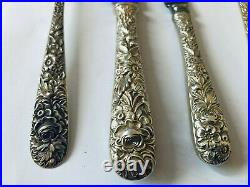 S Kirk 260 grams Stieff Repousse Sterling 5 Piece Place Setting No Mono 1924