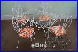 Salterini Art Nouveau Style Vintage Iron 5 Piece Patio Table & Chair Garden Set