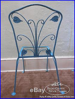Salterini Wrought Iron Art Nouveau Patio 5 Piece Table & Chairs Dining Set