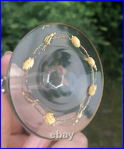 Set 10 Moser Paula Hand Cut Knob Stem Art Nouveau Crystal Gold Cordial 6 Glass