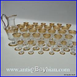 Set 30 glasses + decanter crystal stamped Saint Louis Thistle Gold model PERFECT