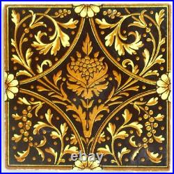 Set 5 Minton Art Nouveau Tiles, Ferns & Flowers