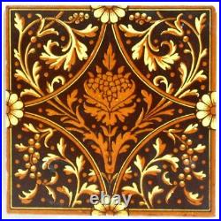 Set 5 Minton Art Nouveau Tiles, Ferns & Flowers