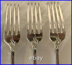 Set 6 German 800 Silver Art Nouveau Sterling Dinner Forks 412 Grams/14.6 Oz