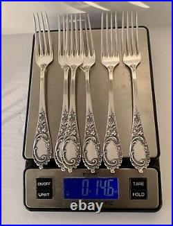 Set 6 German 800 Silver Art Nouveau Sterling Dinner Forks 412 Grams/14.6 Oz