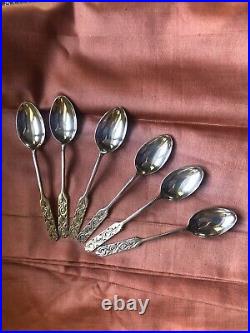 Set 6 Liberty and Co silver spoons Art Nouveau classic Birmingham 1921