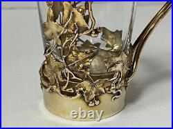 Set 6 Sterling silver and glass mugs. Art Nouveau. Wust Sterling Germany