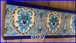 Set 7 IZNIK Persian Cloisonne style Emaux J. Viellard Bordeaux Art Nouveau Tile