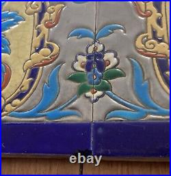 Set 7 IZNIK Persian Cloisonne style Emaux J. Viellard Bordeaux Art Nouveau Tile