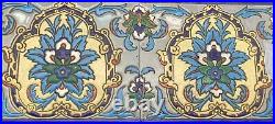 Set 7 IZNIK Persian Cloisonne style Emaux J. Viellard Bordeaux Art Nouveau Tile