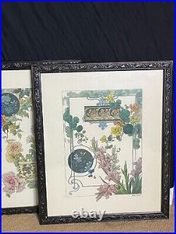 Set Framed Art Nouveau Floral Botanical Framed Flower Prints Henry Lambert 16x20