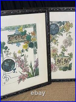 Set Framed Art Nouveau Floral Botanical Framed Flower Prints Henry Lambert 16x20