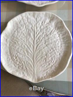 Set Italian White Majolica Lettuce Ware Dessert/Salad Plates & White Platter