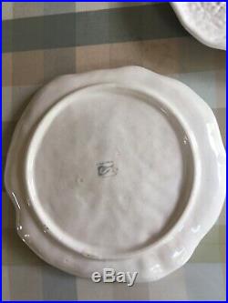 Set Italian White Majolica Lettuce Ware Dessert/Salad Plates & White Platter