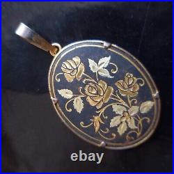 Set Loop Ear Pendant Plated Engraving Gold Pink Bird Art Nouveau N4150