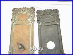 Set Matching Art Nouveau Victorian Brass Door Knob Push Plate Pull Ornate Doorkn
