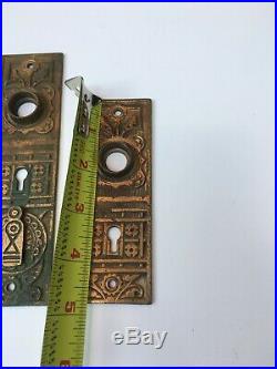 Set Of 2 Antique Brass Or Bronze Art Nouveau Door Knob Back Plates Architectural