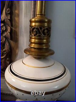 Set Of 2 FABULOUS TORCHIERRE LAMPS Art Nouveau Art Deco Gold Black Cream HEAVY