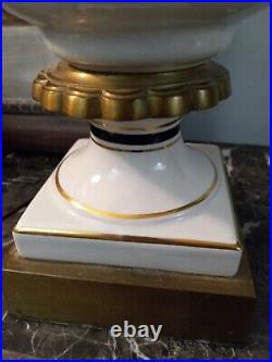 Set Of 2 FABULOUS TORCHIERRE LAMPS Art Nouveau Art Deco Gold Black Cream HEAVY