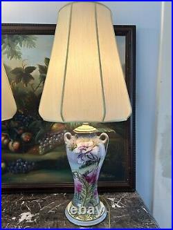 Set Of 2 Hand Painted antique porcelain lamps chinoiserie art Deco Art Nouveau