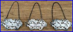 Set Of 3 Gorham Cast Sterling Silver Art Nouveau Wine Or Liquor Lables C. 1889