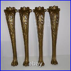 Set Of 4 15 1/2Antique stunning Cast Iron Art Nouveau Bench Legs Claw Ball Feet