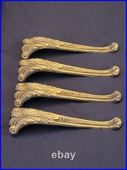 Set Of 4 17 Antique Verona Cast Iron Art Nouveau Bench Legs Claw Ball Feet