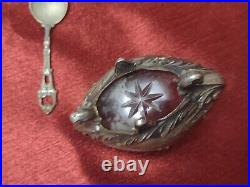Set Of 4 800 Silver Art Nouveau Salt Cellars With Glass Liners And 3 Spoons