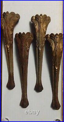 Set Of 4 Antique 16 Art Deco Cast Iron Art Nouveau Bench Legs Claw Feet