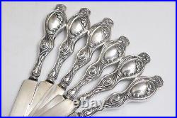 Set Of 6 Art Nouveau 1908 Sterling Silver Handle knifes knives- Floral- Monogram