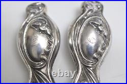 Set Of 6 Art Nouveau 1908 Sterling Silver Handle knifes knives- Floral- Monogram