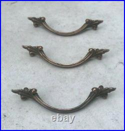 Set Of 9 Ornate Antique Art Nouveau Cast Metal Drawer Pull Handles