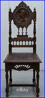 Set Of Five Nice Original French Brittany Chairs 1870 Victorian Hand Carved Oak