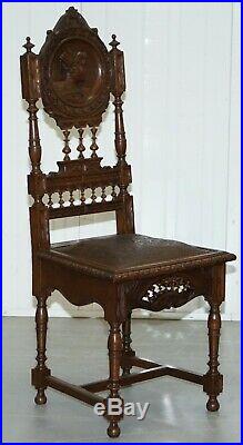 Set Of Five Nice Original French Brittany Chairs 1870 Victorian Hand Carved Oak