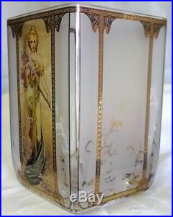 Set Of Four Goebel Alphonse Mucha Four Seasons Art Glass Tealight Candle Holders