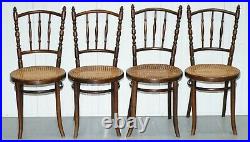 Set Of Four Original Circa 1880 Victorian Thonet Fiscel Dining Chairs Rattan