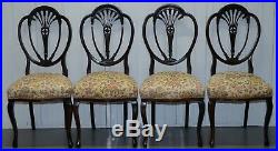 Set Of Four Victorian Chairs Mahogany Floral Upholstery For Restoration Repairs