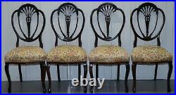 Set Of Four Victorian Chairs Mahogany Floral Upholstery For Restoration Repairs