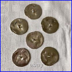 Set Of Six 1902 Art Nouveau Mucha Style William M Hayes Solid Silver Buttons 42g