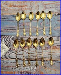 Set of 12 Gilt After Dinner Coffee spoons, 800 silver, Circa 1900 Art Nouveau