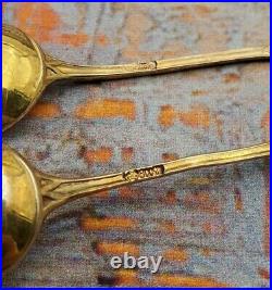 Set of 12 Gilt After Dinner Coffee spoons, 800 silver, Circa 1900 Art Nouveau