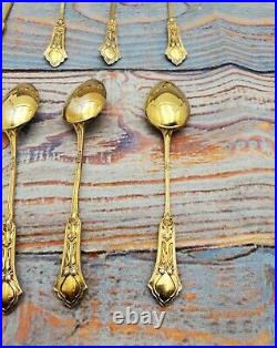 Set of 12 Gilt After Dinner Coffee spoons, 800 silver, Circa 1900 Art Nouveau