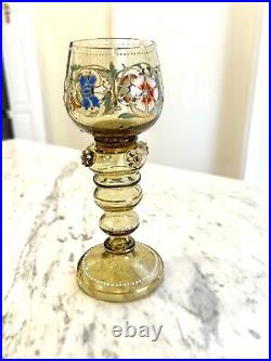 Set of 12 Vintage Antique Art Nouveau Bohemian Enamelled Wine Glasses