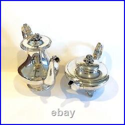 Set of 2 Antique Art Nouveau Silverplate Tea and Coffee pots Floral Design