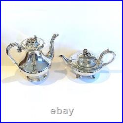 Set of 2 Antique Art Nouveau Silverplate Tea and Coffee pots Floral Design